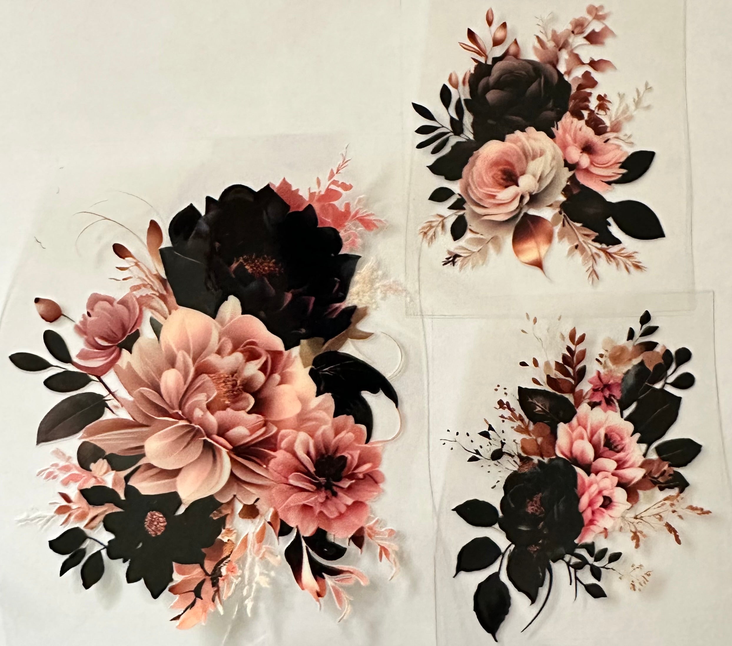 Floral Blk/Burgundy/Pink Set of 3 067