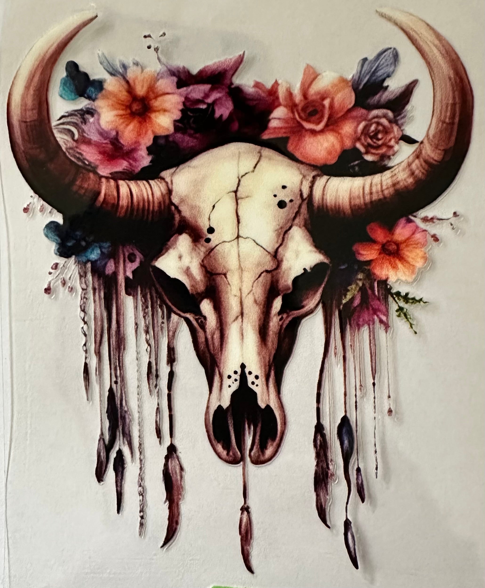 Floral Bull Skull 1 073