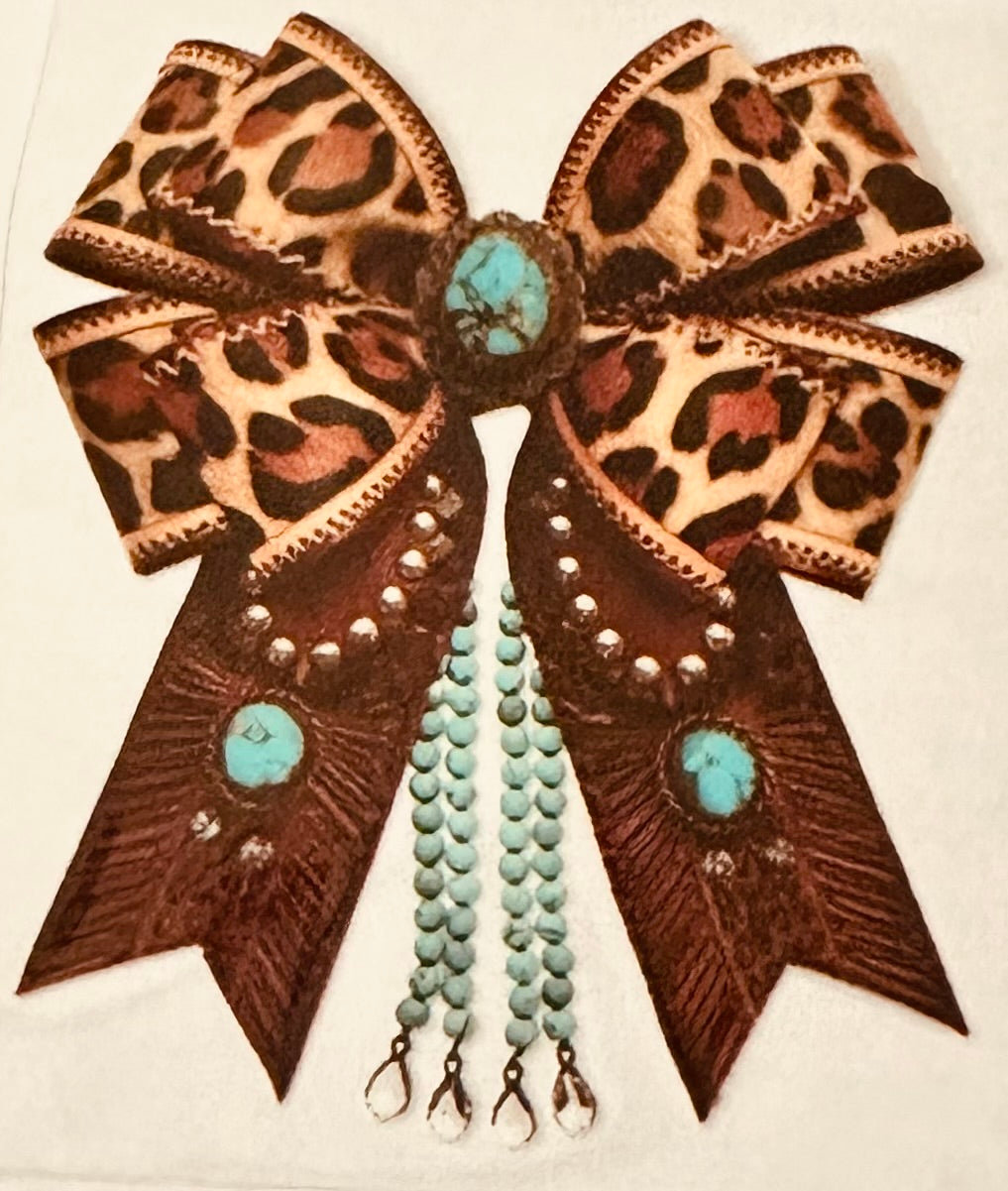 Leopard Bow with Turquoise Concho 146