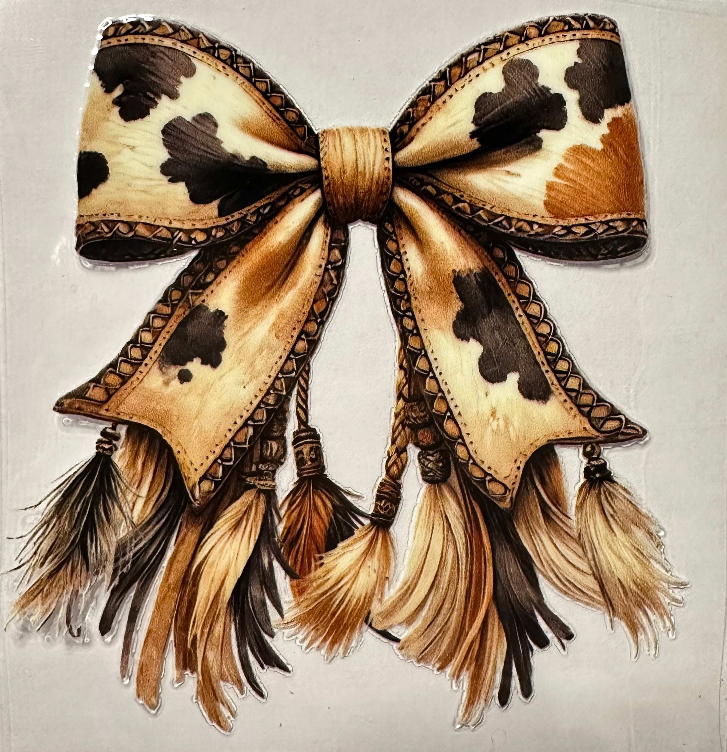 Bow Cow Print with tassels-011