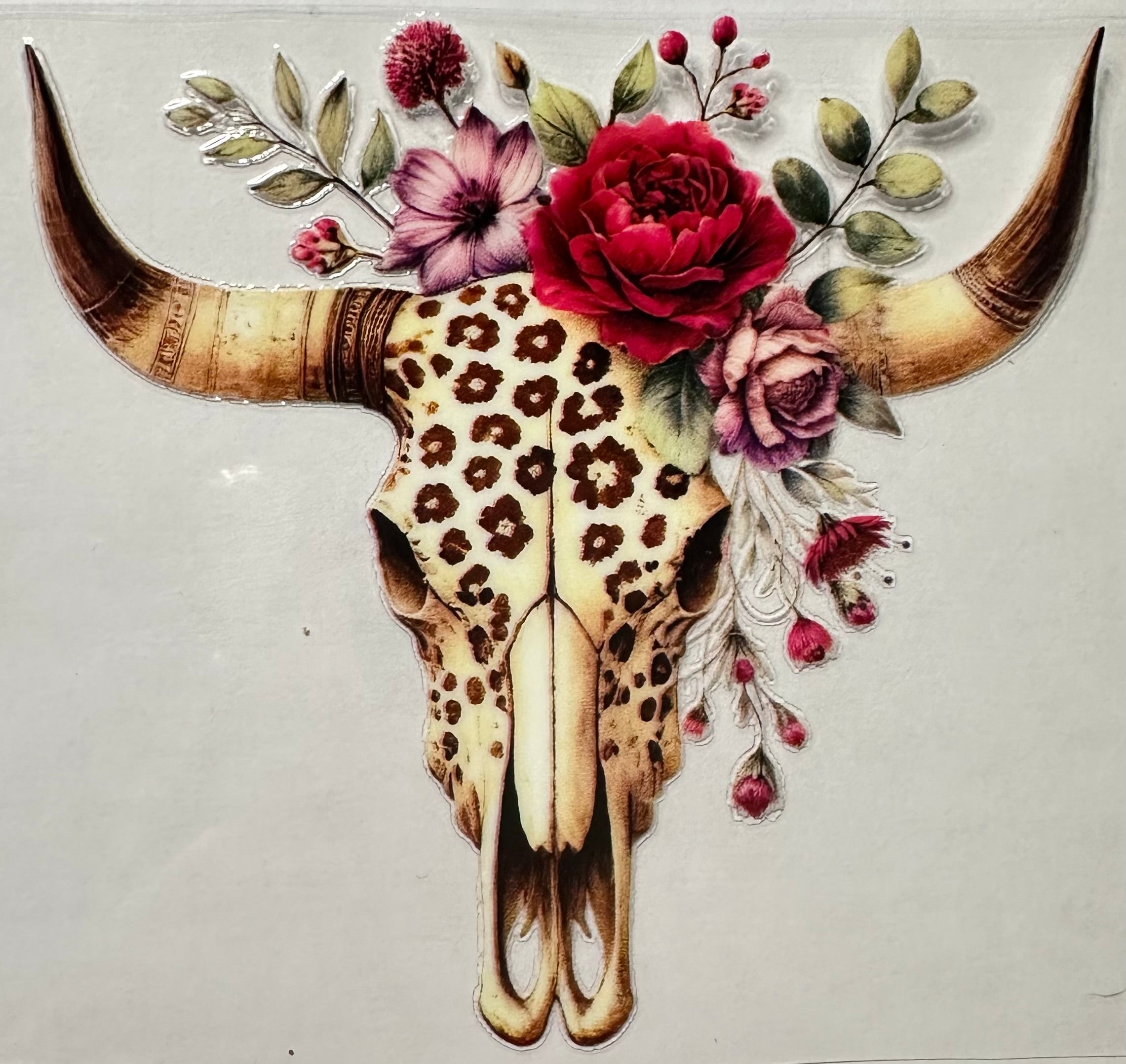 Bull Skull Leopard & Flowers-009