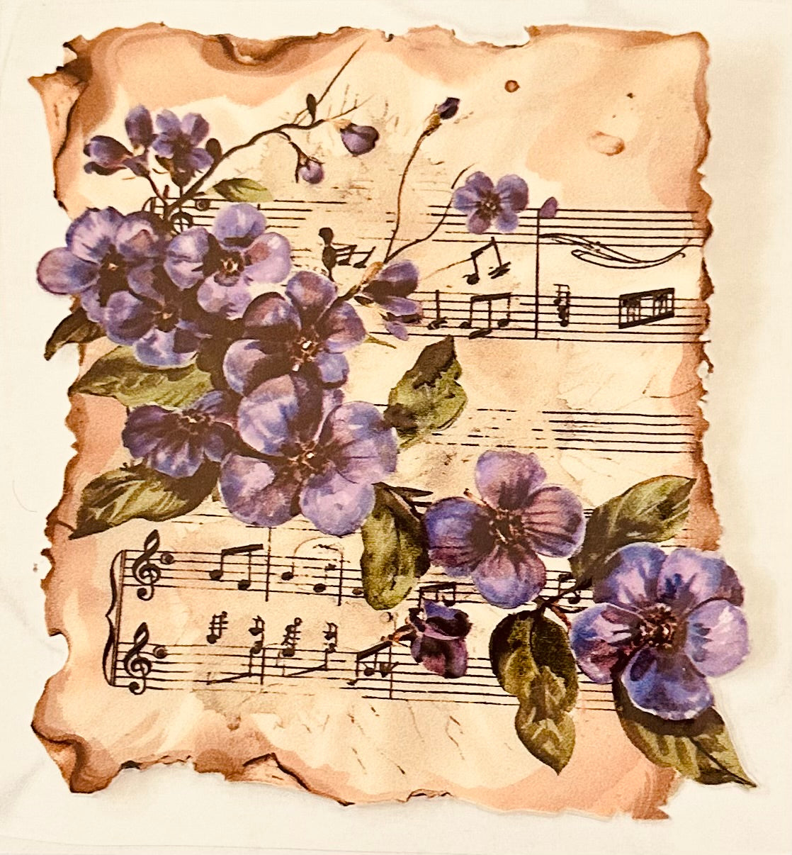 Music Sheet with Purple Flowers 111