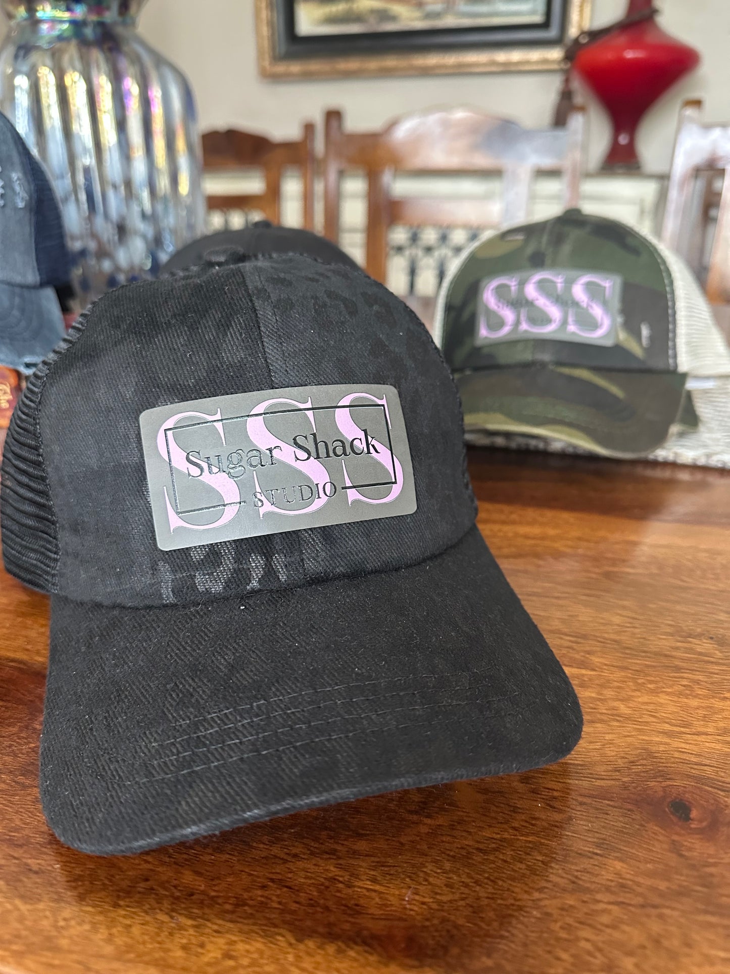 Leopard Black Sugar Shack Studio Ponytail Hat