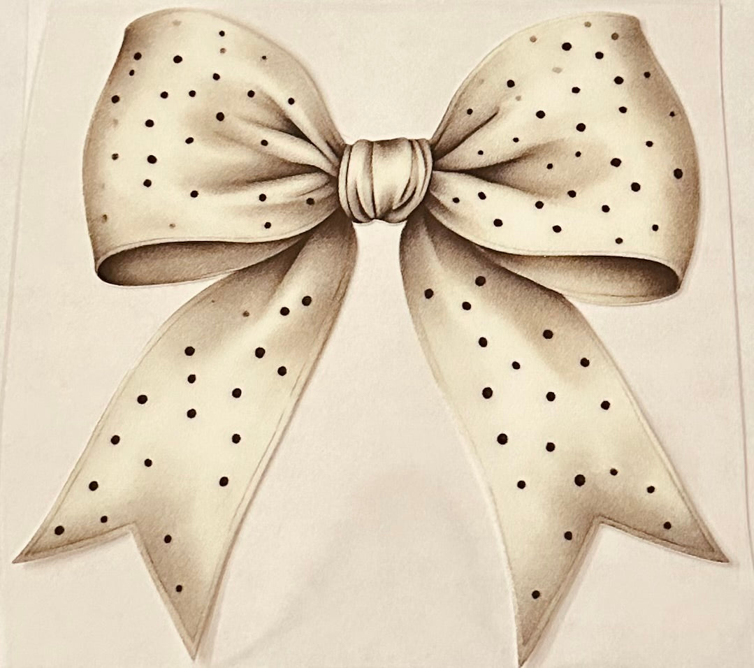 White Bow with Black Polka Dots 128