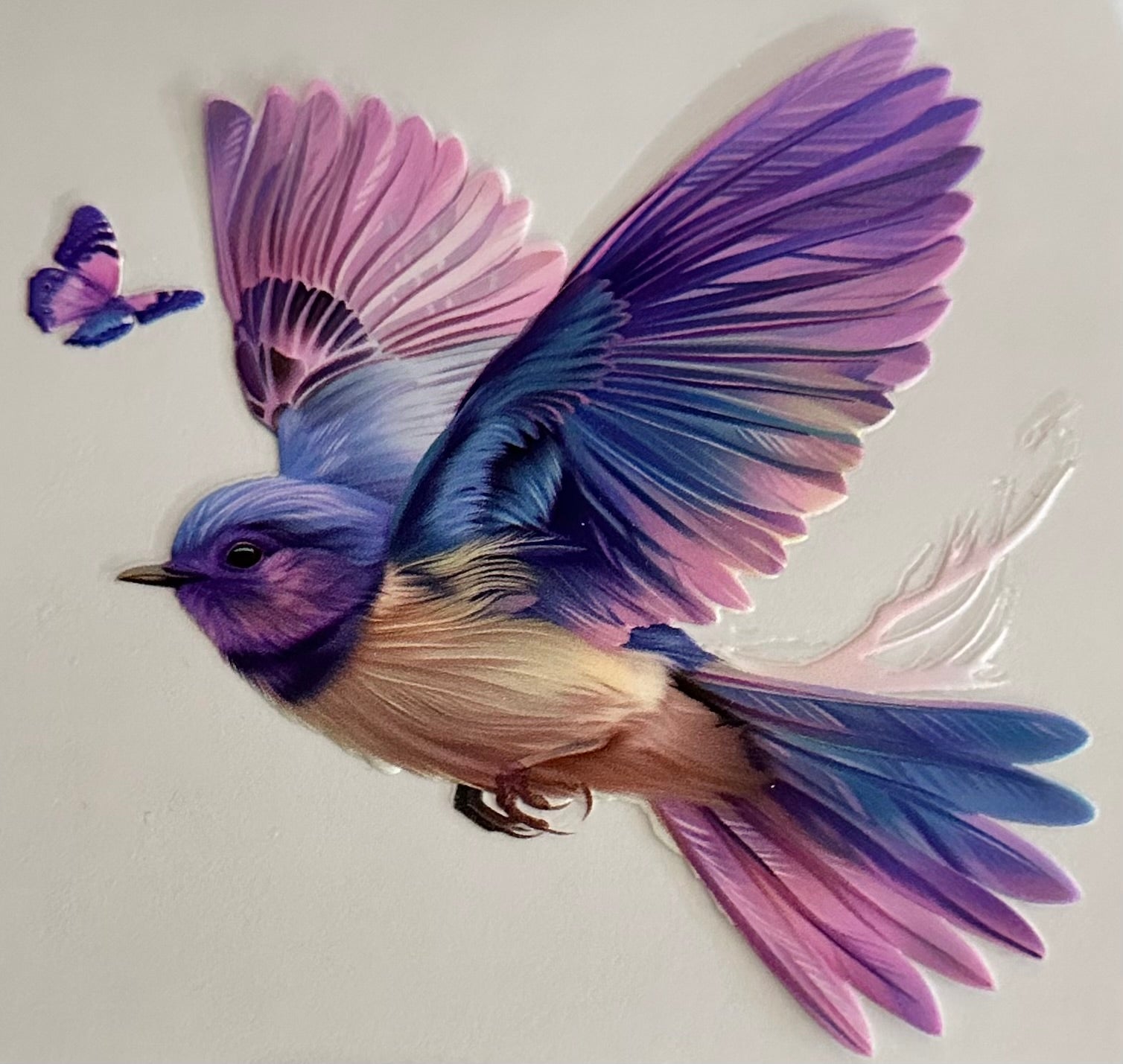 Purple Bird with Butterfly 052