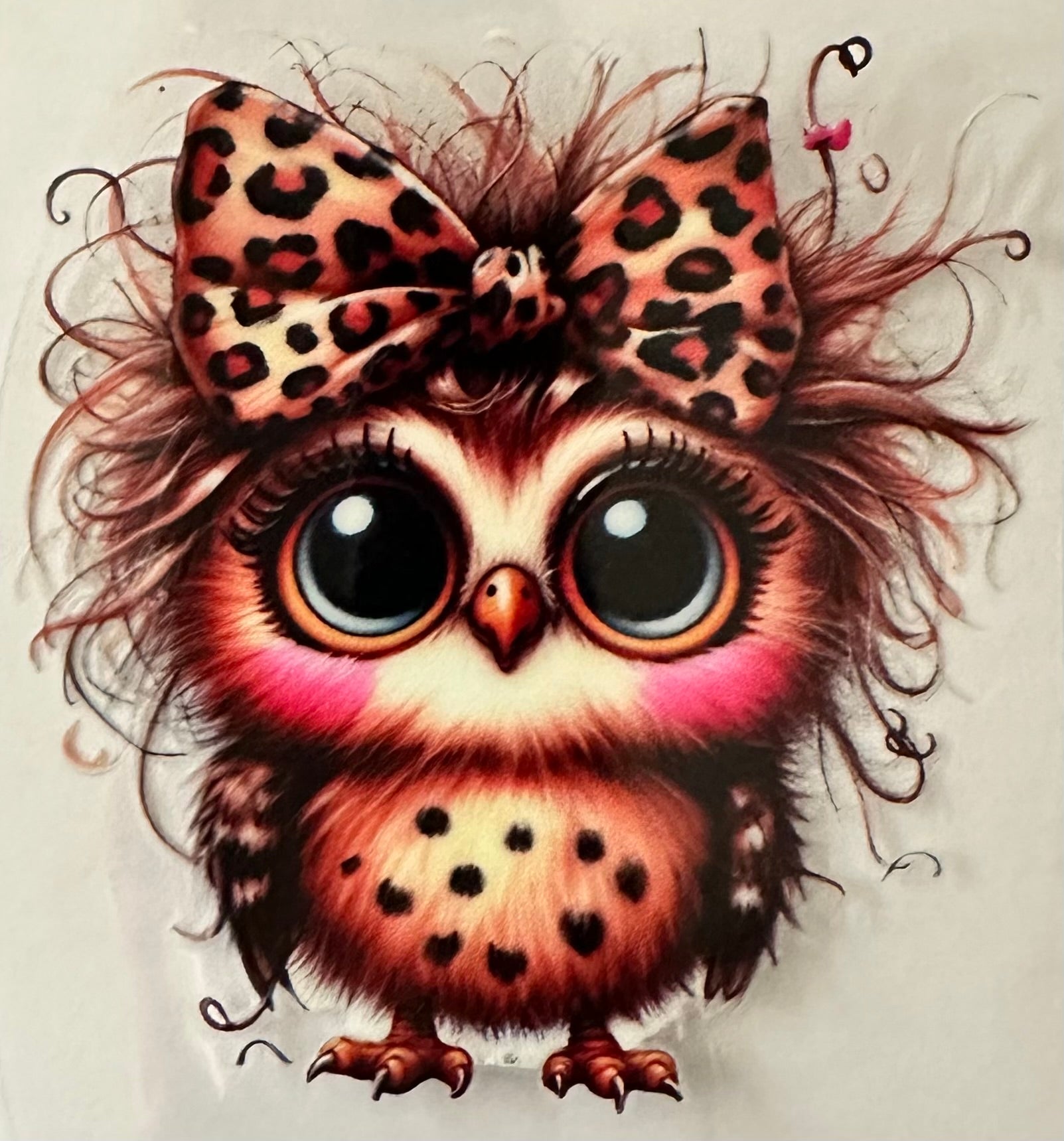 Baby Owl Leopard Bow 061
