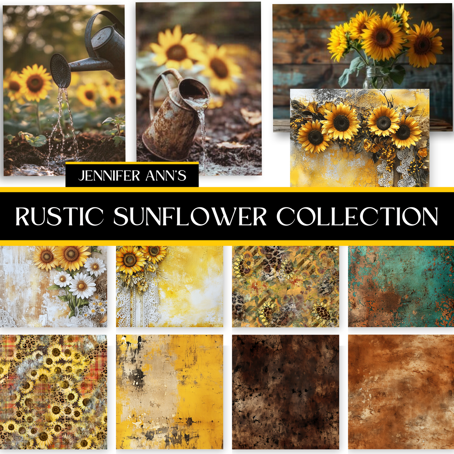 Jennifer Ann's Rustic Sunflower Collection/Pairs with That 70's Girl Vinyl