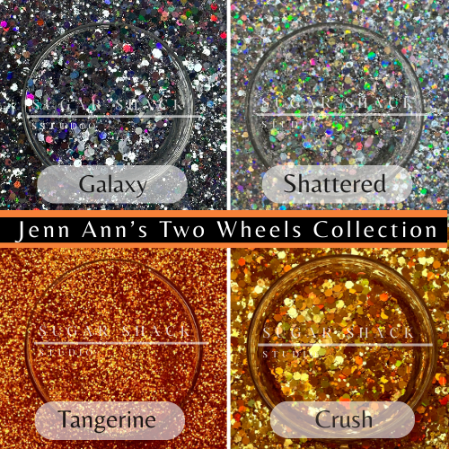 Jennifer Ann's Two Wheels Glitter Collection/Pairs with That 70's Girl Vinyl