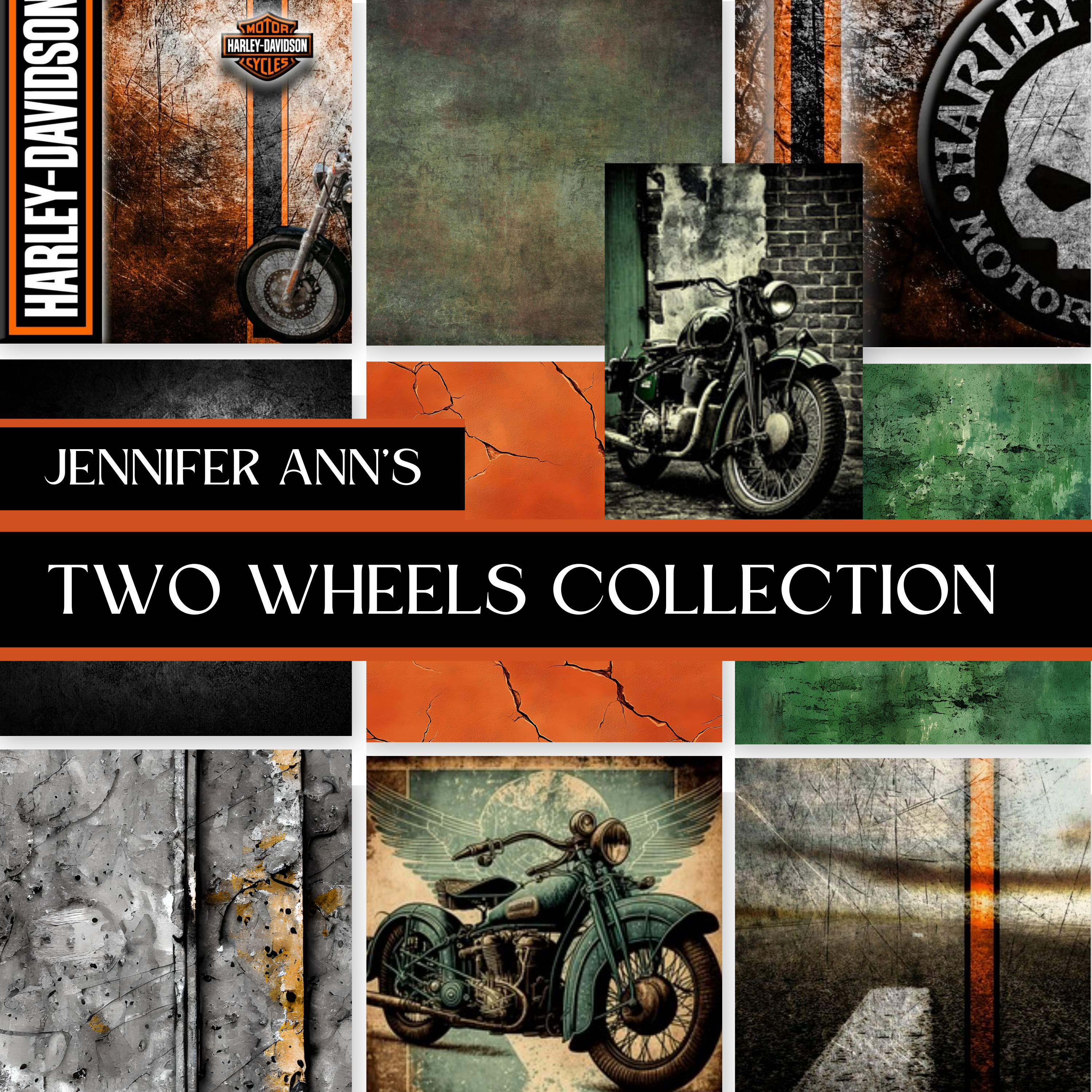Jennifer Ann's Two Wheels Glitter Collection/Pairs with That 70's Girl Vinyl